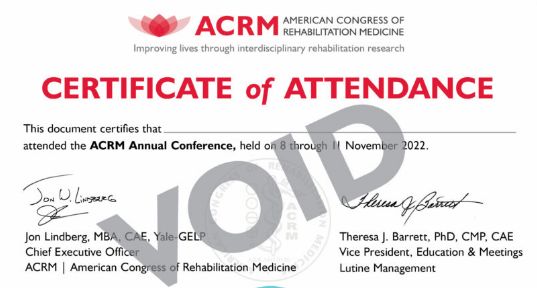 ACRM 2023 CME/CEU Certificate image