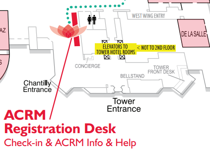 Map of ACRM Registration desk on the Anatole Floorplan